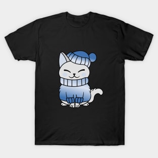 Cute Cozy Colorful Snow Winter Cat Kitty T-Shirt